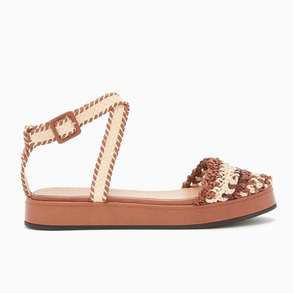 ULLA JOHNSON Polonio sandal tan brown 7 espadrille Fawn boho woven flat strap - Picture 4 of 10